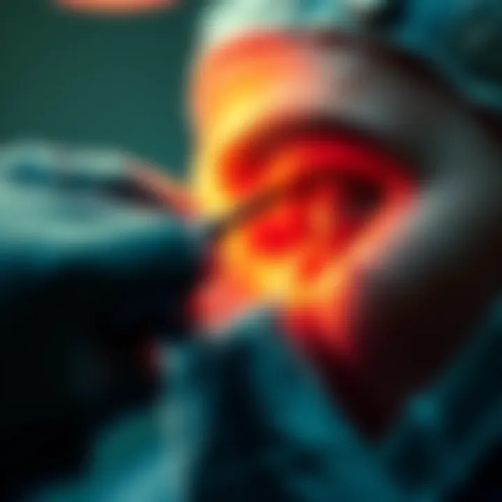 Transorbital Lobotomy Scene A close-up of a surgical tool poised near a patient's head, evoking feelings of discomfort and tension.