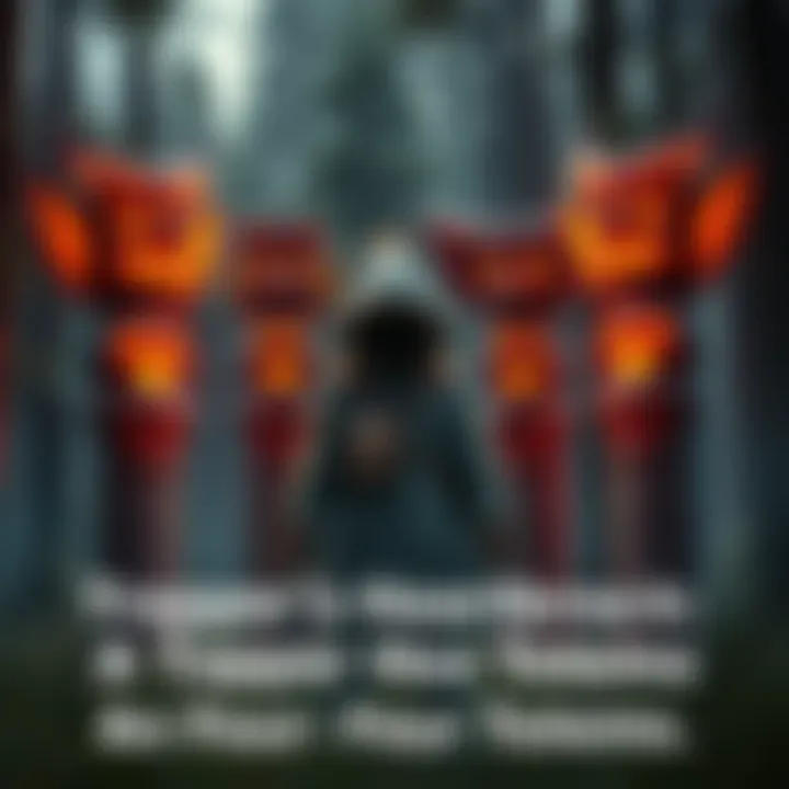 Trapper stands with four hex totems in a forest setting, expressing sadness over the situation.