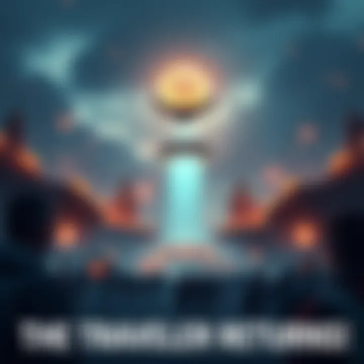 A glowing orb representing the Traveler floats above the Last City, with people gathering below in excitement.