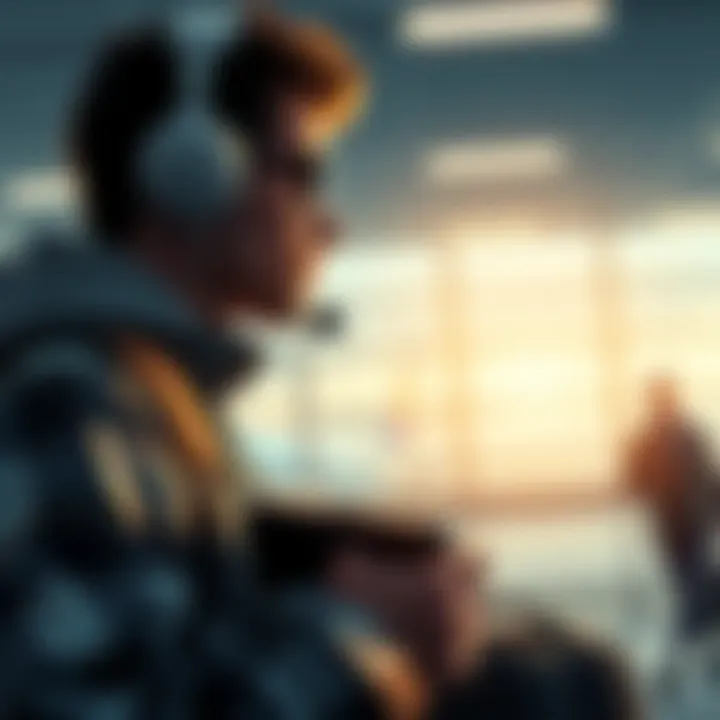 A person with a Steam Deck, a handheld gaming device, preparing for a flight at the airport.