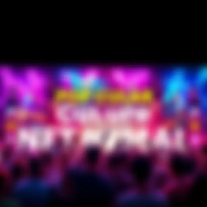 A collage of popular culture moments including music concerts, movie releases, and viral social media trends.