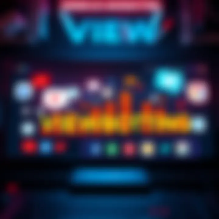 A graphic showing various online platforms with increasing viewer counts and icons representing viewbotting techniques.