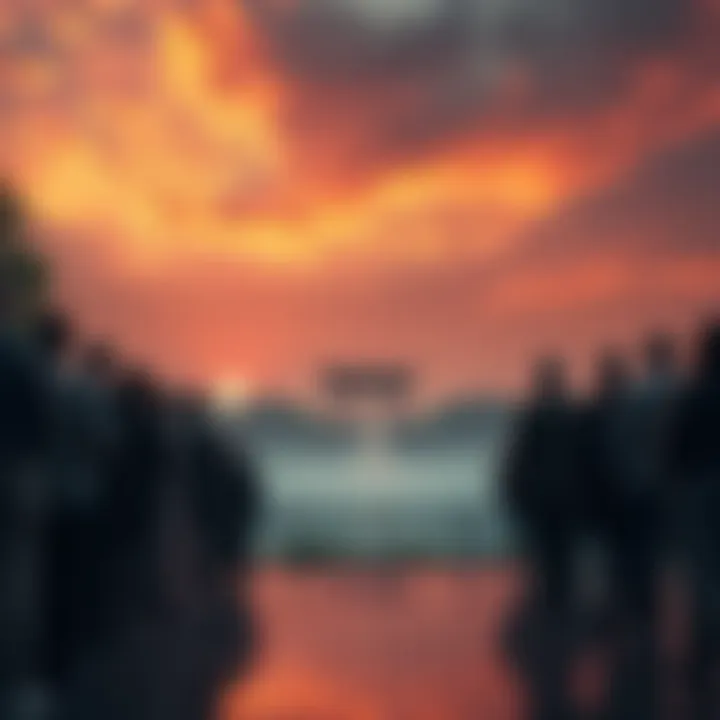 Tribute to the Old SSG A group of people standing in silence, honoring the legacy of the old SSG with a serene backdrop of the community.