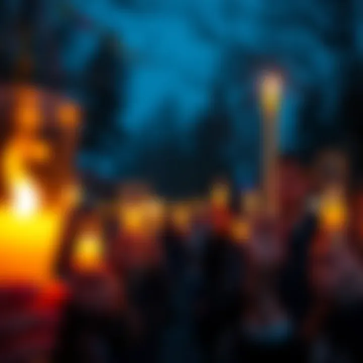 A candlelight vigil with people holding candles in memory of Reckful, showing their support and remembrance.