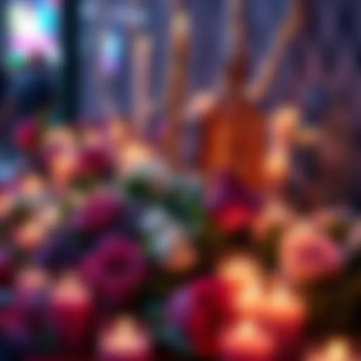 A heartfelt tribute display featuring candles and flowers, honoring Xqc in the streaming community.