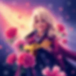 A vibrant illustration honoring Dolly, featuring flowers and heartfelt messages from the community.