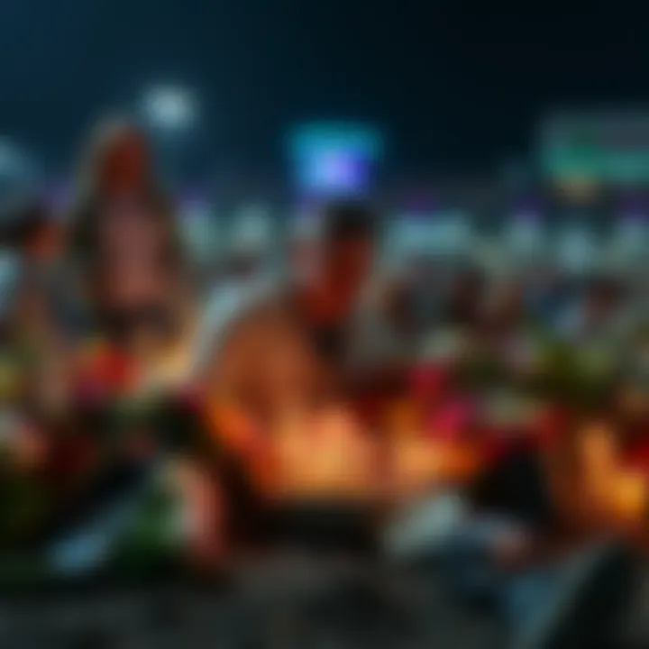 A heartfelt memorial display honoring Dredge Man with flowers and candles, surrounded by fans sharing their thoughts.