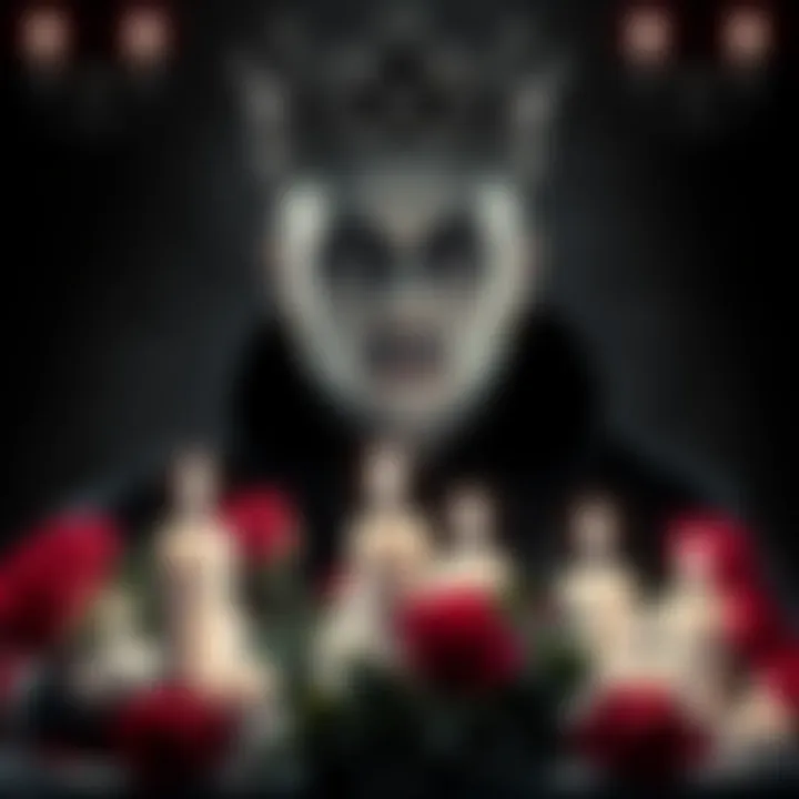 A black and white portrait of Josh Saunders with a gothic aesthetic, surrounded by candles and roses, symbolizing his legacy and impact on the community.