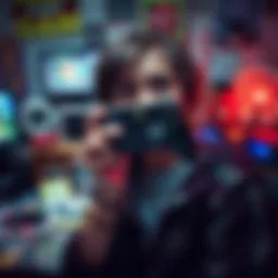 A person holding a game controller with a tear in their eye, surrounded by game memorabilia, reflecting on cherished memories