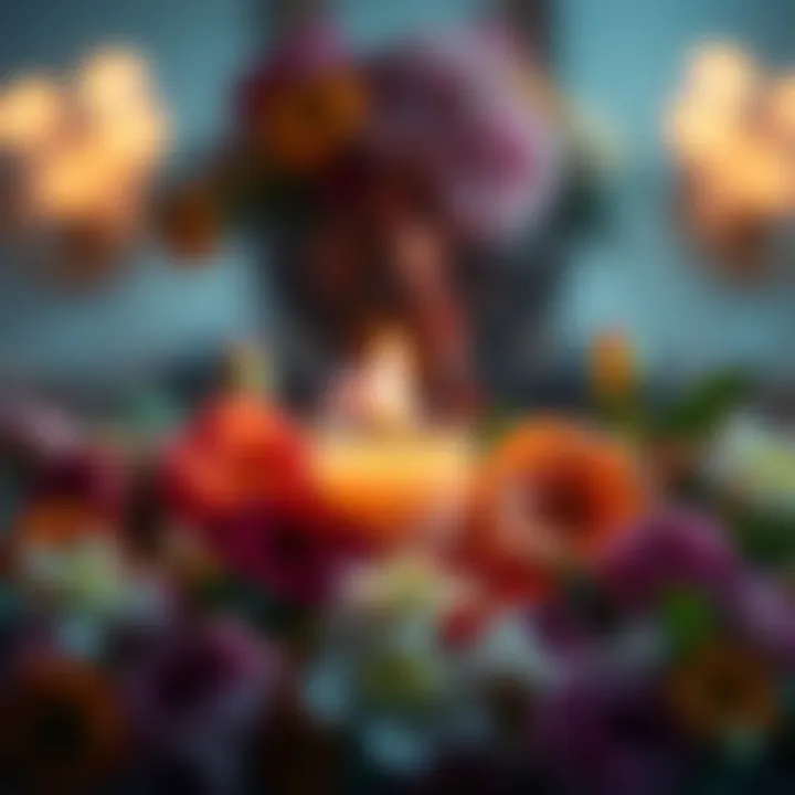 A candle surrounded by flowers, symbolizing remembrance for Mike Herrell