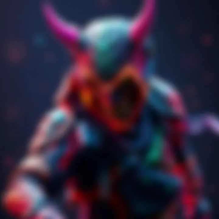 A character wearing the new trickster skin, showcasing its vibrant colors and unique design in action.