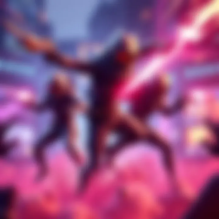 A character performs a triple boop maneuver during a match, knocking two opponents off the map in a stunning display of skill and teamwork.