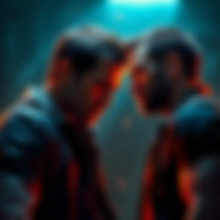 Tripp confronting Javi Tripp looks down at Javi with a critical expression during a tense moment in the Badger scene, showcasing his disapproval and moral superiority.