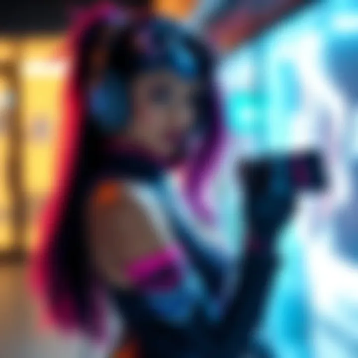 Tristin Mays dressed as Panam, showcasing her gaming character while streaming live