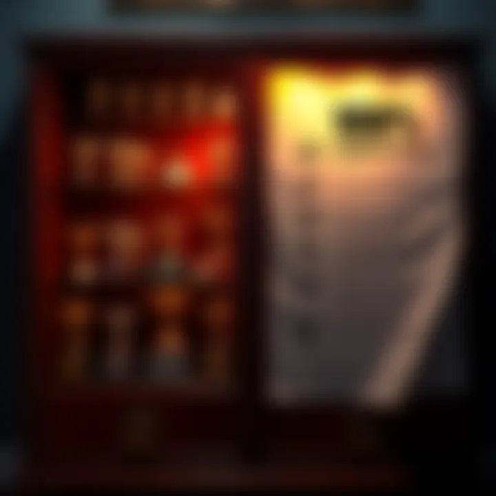 A split image showing a trophy cabinet filled with platinum trophies on one side and a checklist with 100% completion marks on the other side, representing the choice between platinum and full completion in gaming.