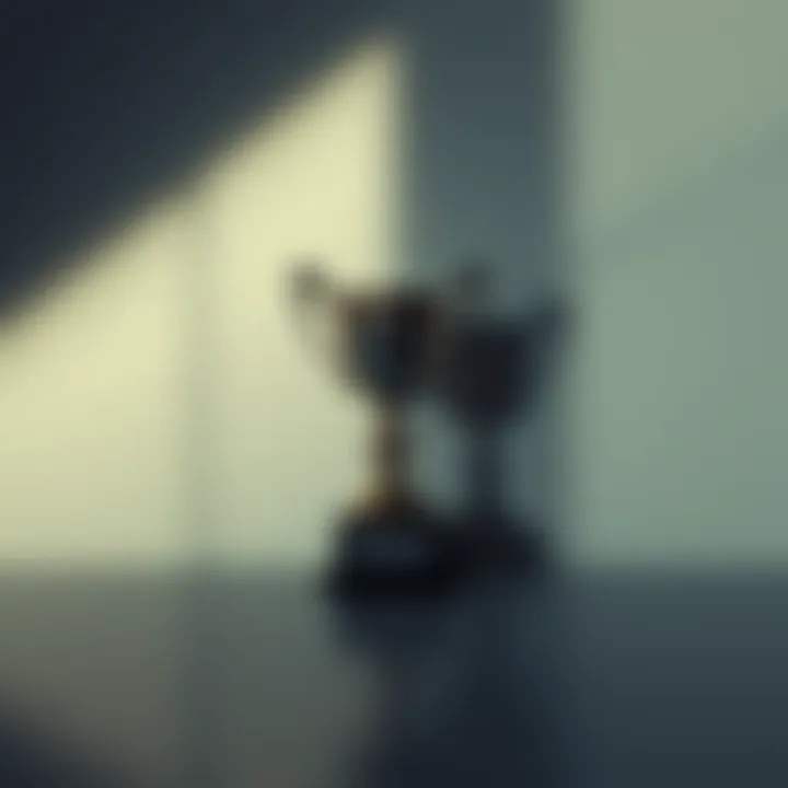A trophy sits on a table, casting a long shadow, symbolizing the hidden costs of victory.