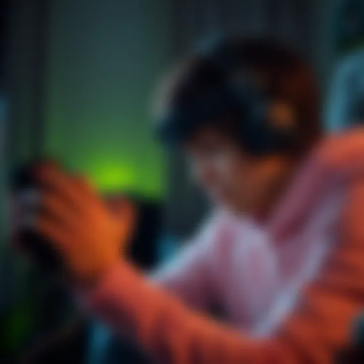 A person using an Xbox console while facing issues with the Microsoft Rewards app, looking frustrated but focused on the screen.