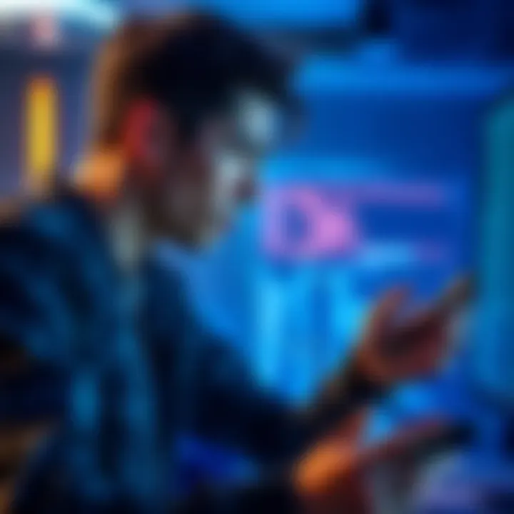 A person checking their computer settings while holding a LAN cable, looking frustrated due to slow download speeds.