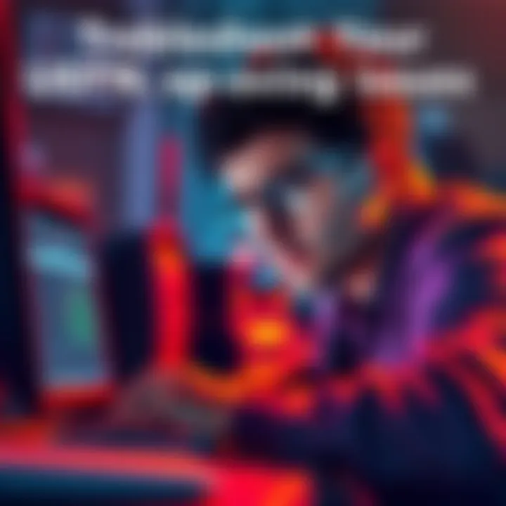 Troubleshooting UEFN Map Saving Issues A person looks frustrated while working on a computer, trying to fix UEFN map saving problems