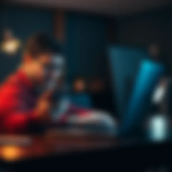 A person using a laptop and a smartphone, looking frustrated while trying to link accounts.