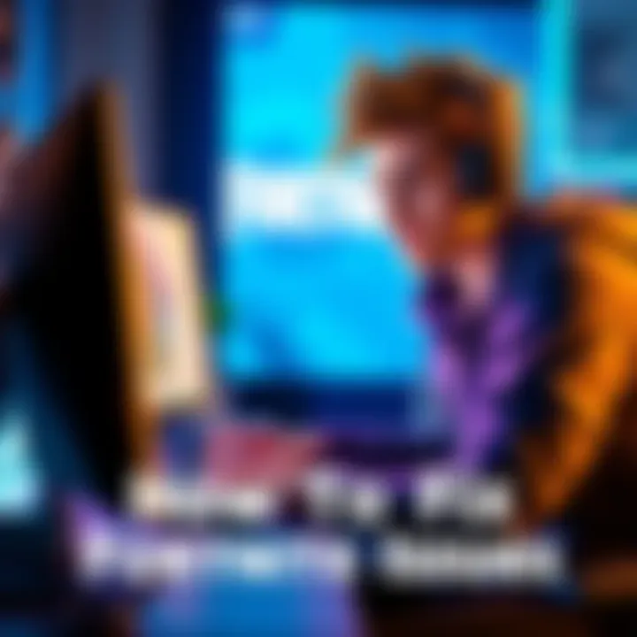 Troubleshooting Fortnite A player sitting at a computer looking frustrated while trying to fix Fortnite issues