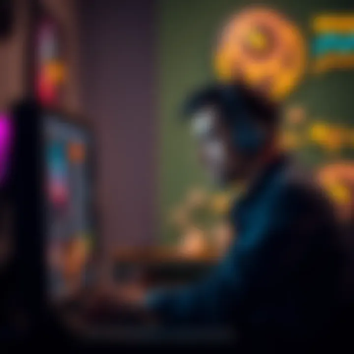 A person sitting at a computer, looking frustrated while trying to fix connection problems after installing a new game from Amazon.