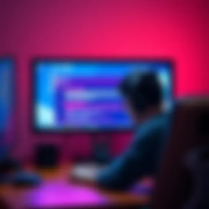 A gamer frustrated while trying to start a video game on a computer, with error messages displayed on the screen.