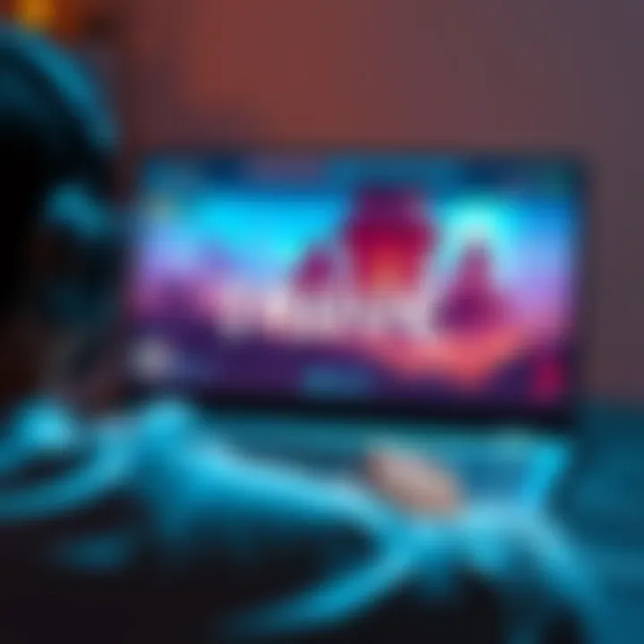 Trove on Linux A gamer playing Trove on a Linux laptop, showing gameplay on screen