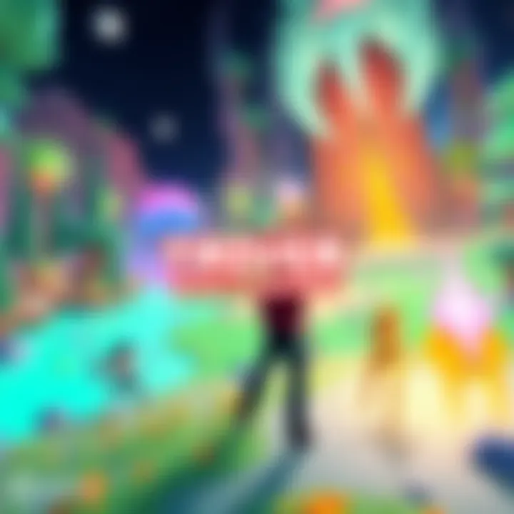 A colorful scene from Trover Saves The Universe showing characters and vibrant environments