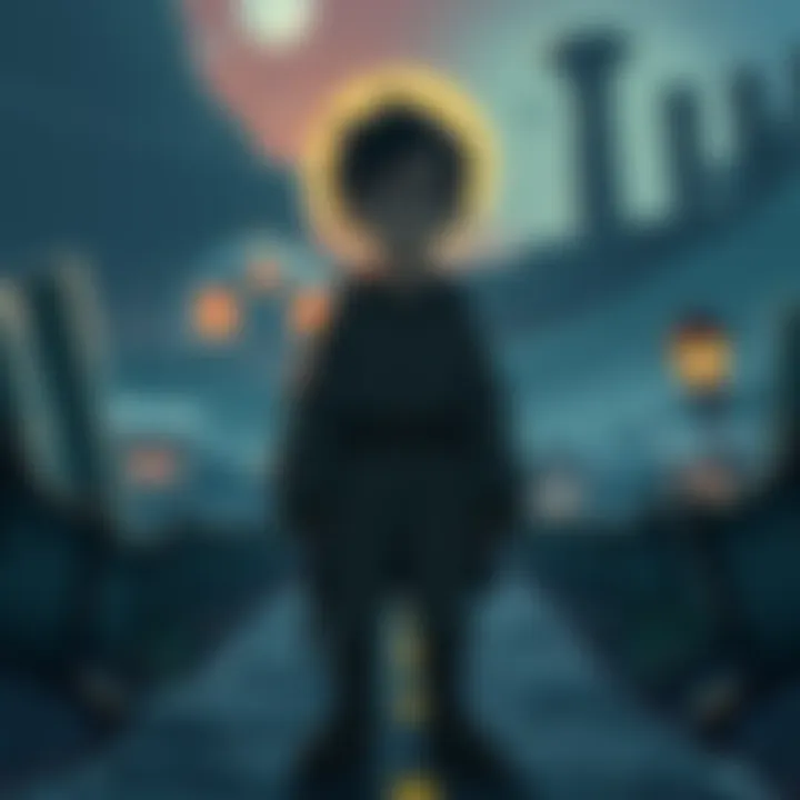 True Neutral Character Concept A thoughtful character standing at a crossroads, contemplating choices, with a neutral expression, symbolizing True Neutral alignment in storytelling.