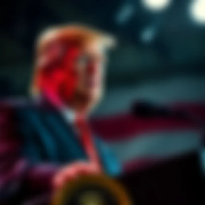 President Trump stands at a podium, speaking with a serious expression, conveying his cautious approach to current political issues.