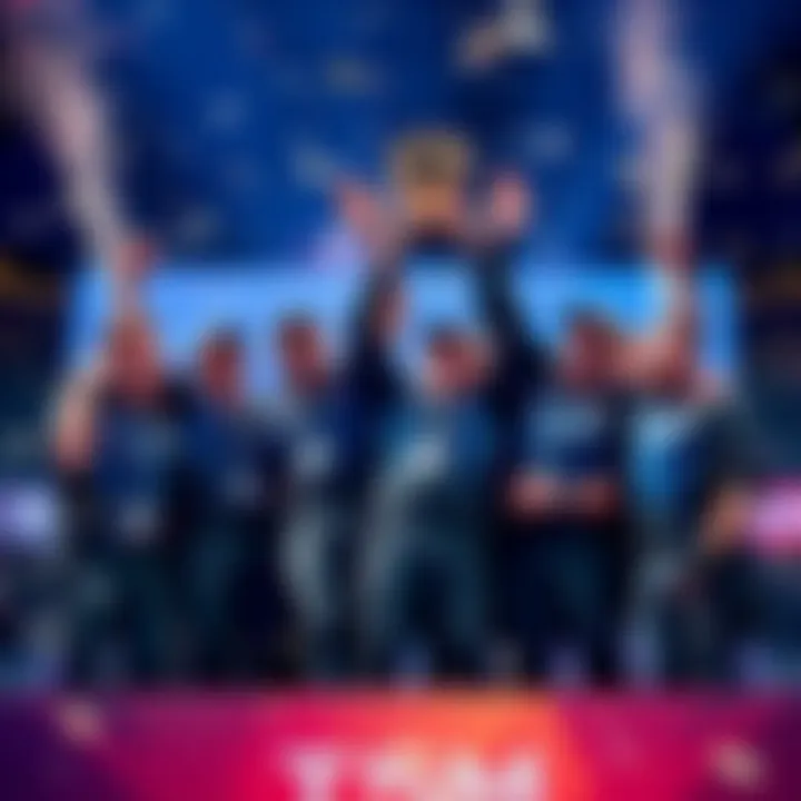 TSM Celebrating Grand Finals Win TSM team members celebrating their 3-0 victory against Inconceivable in the Halo Infinite Grand Finals, with a trophy in hand and excitement on their faces.