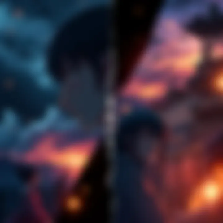 A split image showing key emotional scenes from the endings of Tsushima and Yotei, highlighting moments of sadness and reflection