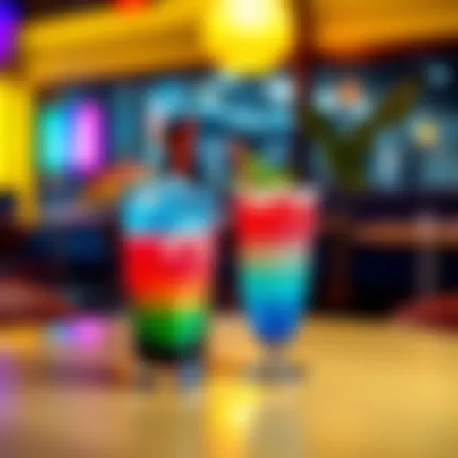 Two colorful drinks representing TUNG TUNG TUNG SAHUR and Ballerina Cappucina on a table