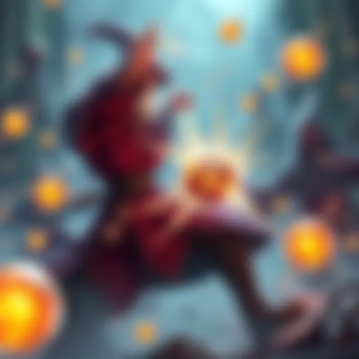 A wizard casts the Tungsten Balls spell, immobilizing foes with glowing spheres around them, creating a dynamic combat scene.