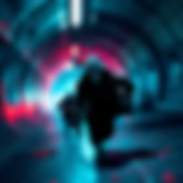 A game scene where a killer character is chasing down a player, illustrating the concept of tunneling in gaming.