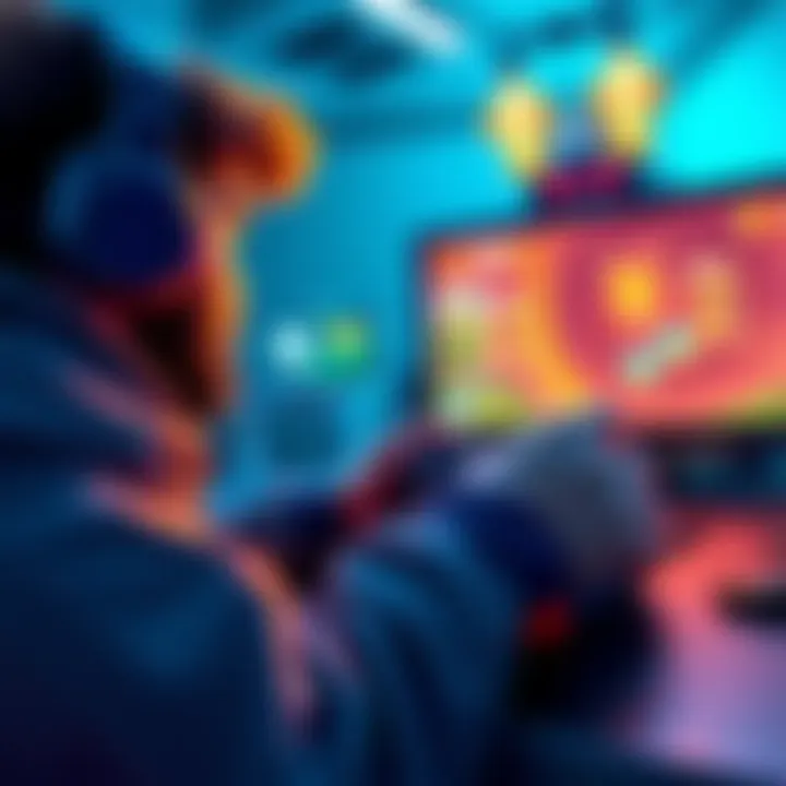 A gamer playing Pudge in a fast-paced turbo game, clicking rapidly on the screen to make quick decisions.