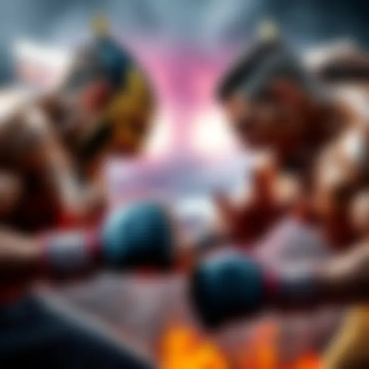 Two fierce contenders face off in an intense clash for turf dominance, showcasing determination and strength.