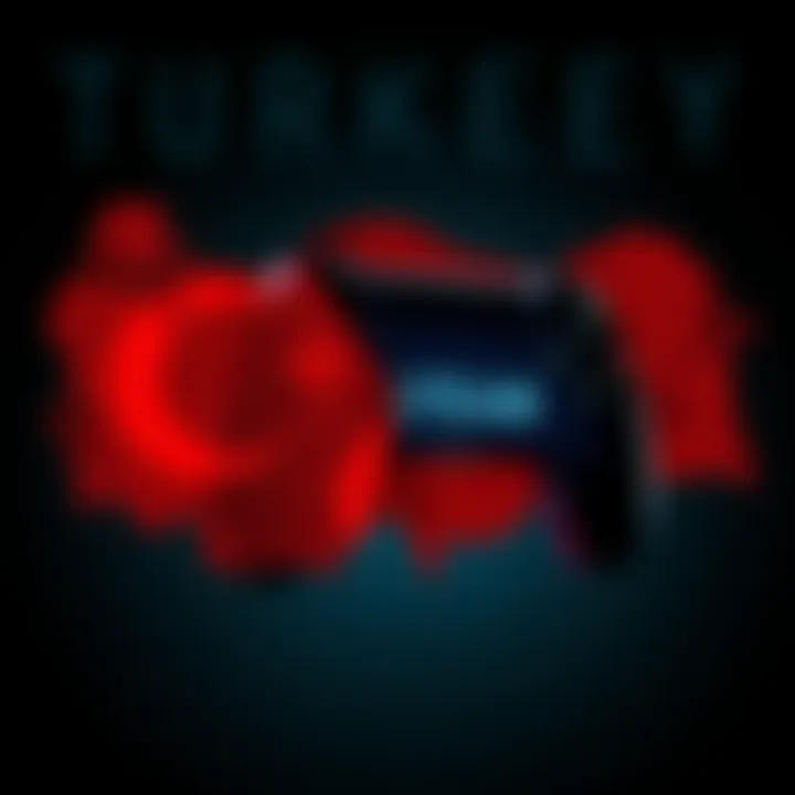 A graphic showing the outline of Turkey with a gaming controller overlay, symbolizing increased control over gaming platforms like Steam.