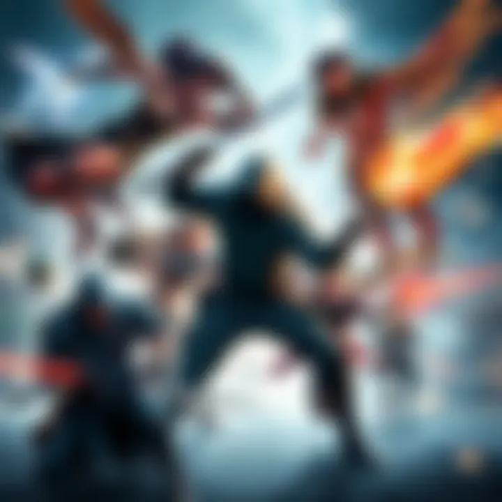 Various characters from different turn-based combat games in action, showcasing their unique abilities and environments