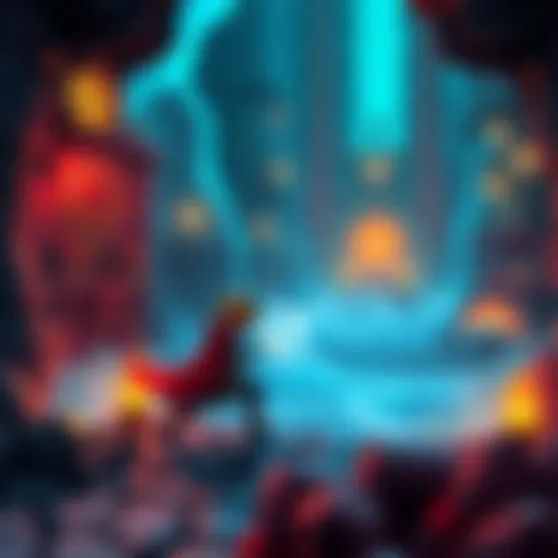 A character in a turn-based rogue-like game using abilities against a boss in a vibrant 10-room dungeon setting