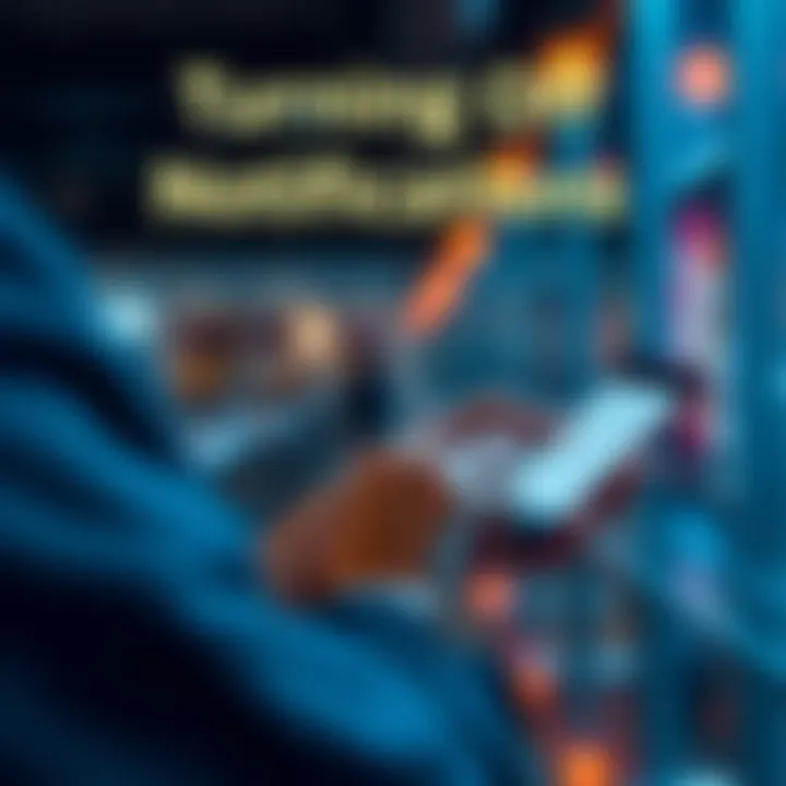 A person using a smartphone to disable notification settings in an app