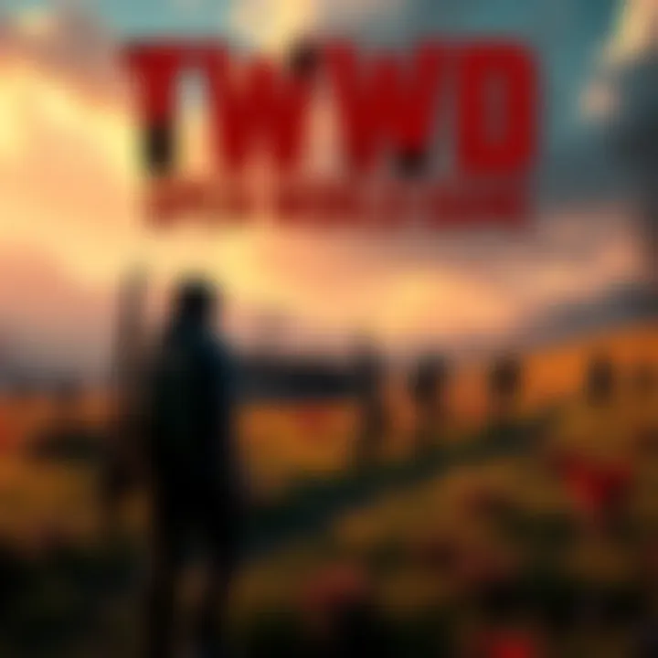 A vibrant scene from the TWD open world game featuring a character exploring a post-apocalyptic landscape with zombies in the background.