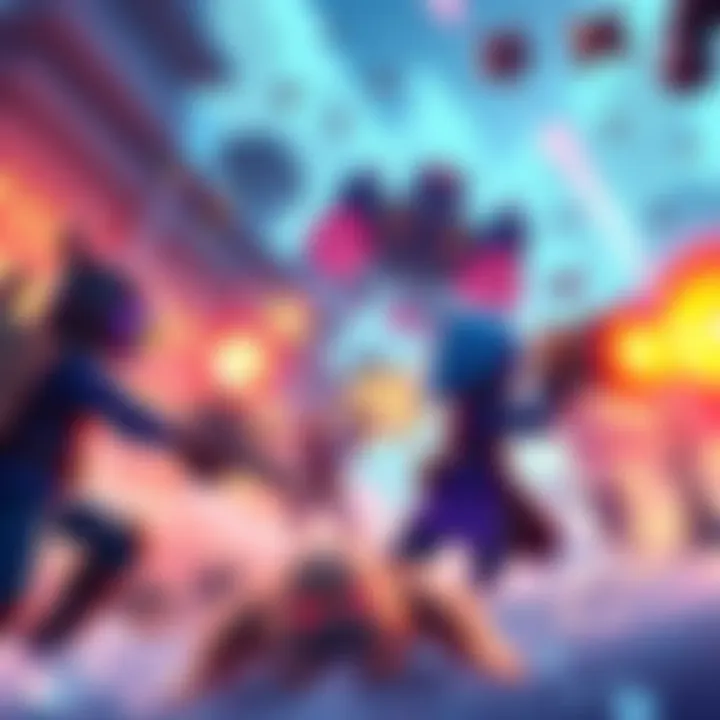 A vibrant scene showcasing twin-stick shooter gameplay, featuring characters battling enemies in an engaging setting with weapons and power-ups.