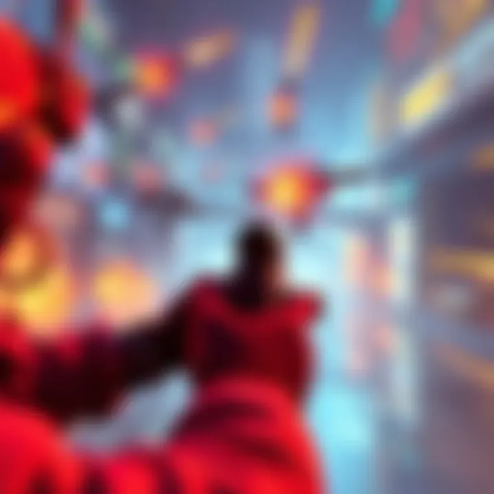 Twin-stick shooter gameplay A player controlling a twin-stick shooter with realistic weapon effects inspired by the KF series, showcasing dynamic enemies and vibrant colors.