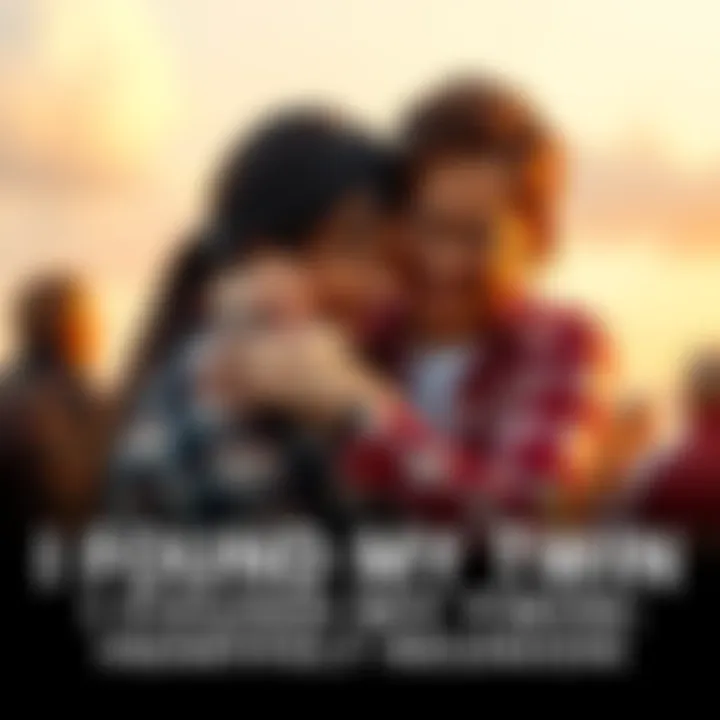 Two people joyfully embracing each other, symbolizing a heartfelt reunion between twins, with smiles and tears of happiness on their faces.