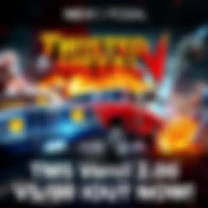 Car smashing action featuring Twisted Metal V characters in a chaotic battle scene