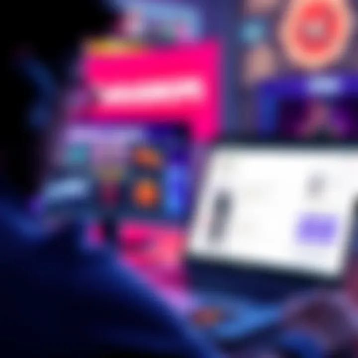 A person looking at Twitch Drops items on a gaming platform, with eBay open on a laptop showing purchase options.