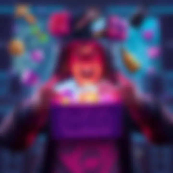 A gamer excitedly opens Twitch drops, revealing legendary items in vibrant colors, showcasing the thrill of free rewards.