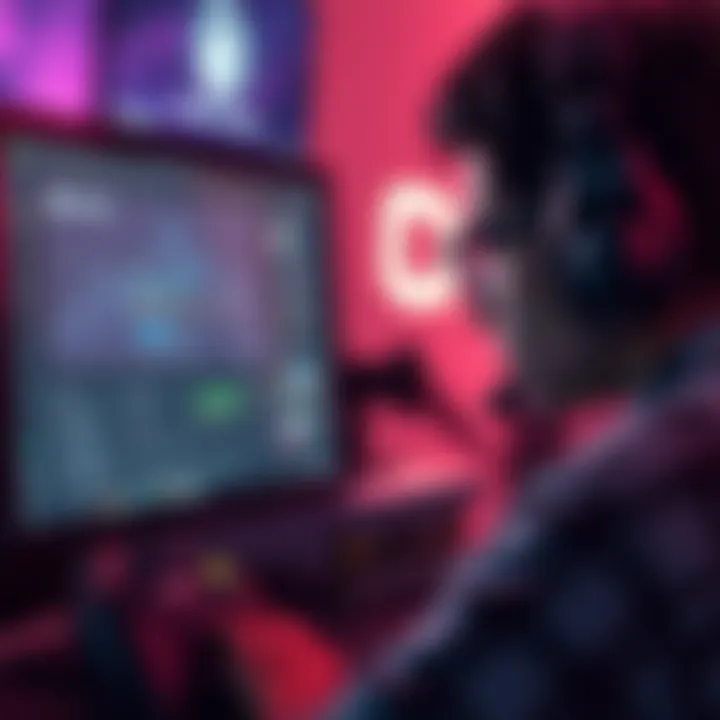 A gamer looking at a computer screen with Twitch interface, frustrated by missing drops, with icons representing account linking and game restarting in the background.